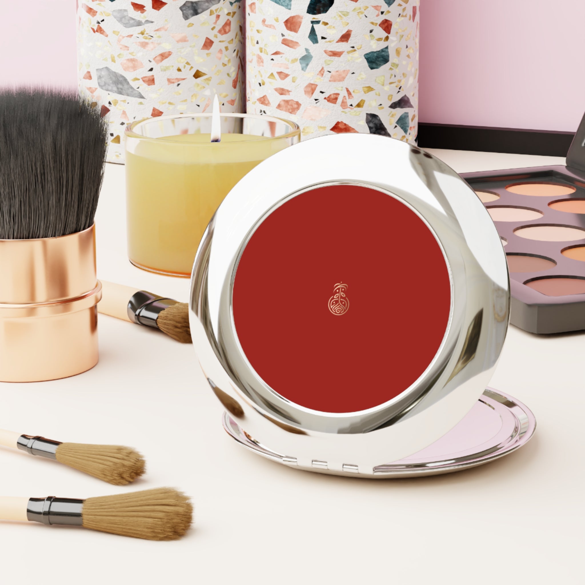 Compact Mirror with Stylish Metal Finish Ruby Royale
